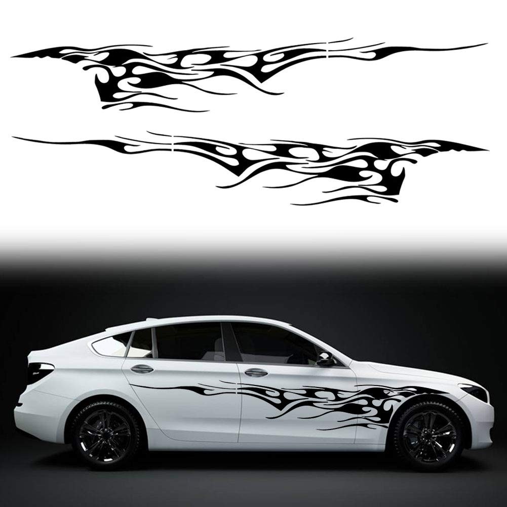 2Pcs 103" Universal Flame Graphics Car Auto Body Side Sticker Racing Sports …