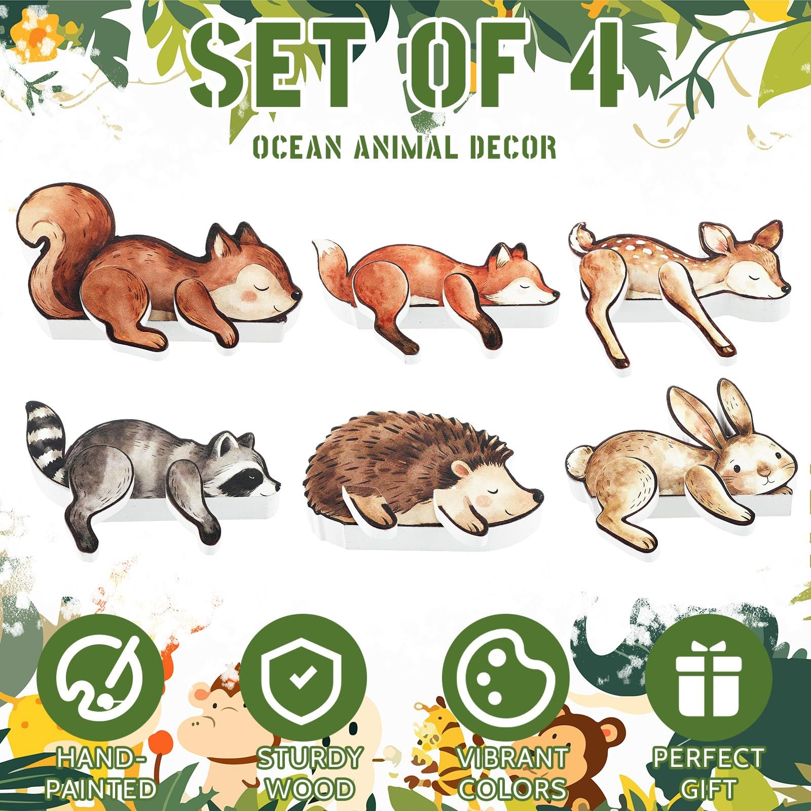Mifoci 6 Pcs Forest Woodland Nursery Decor Wooden Animal Tabletop Centerpiece…