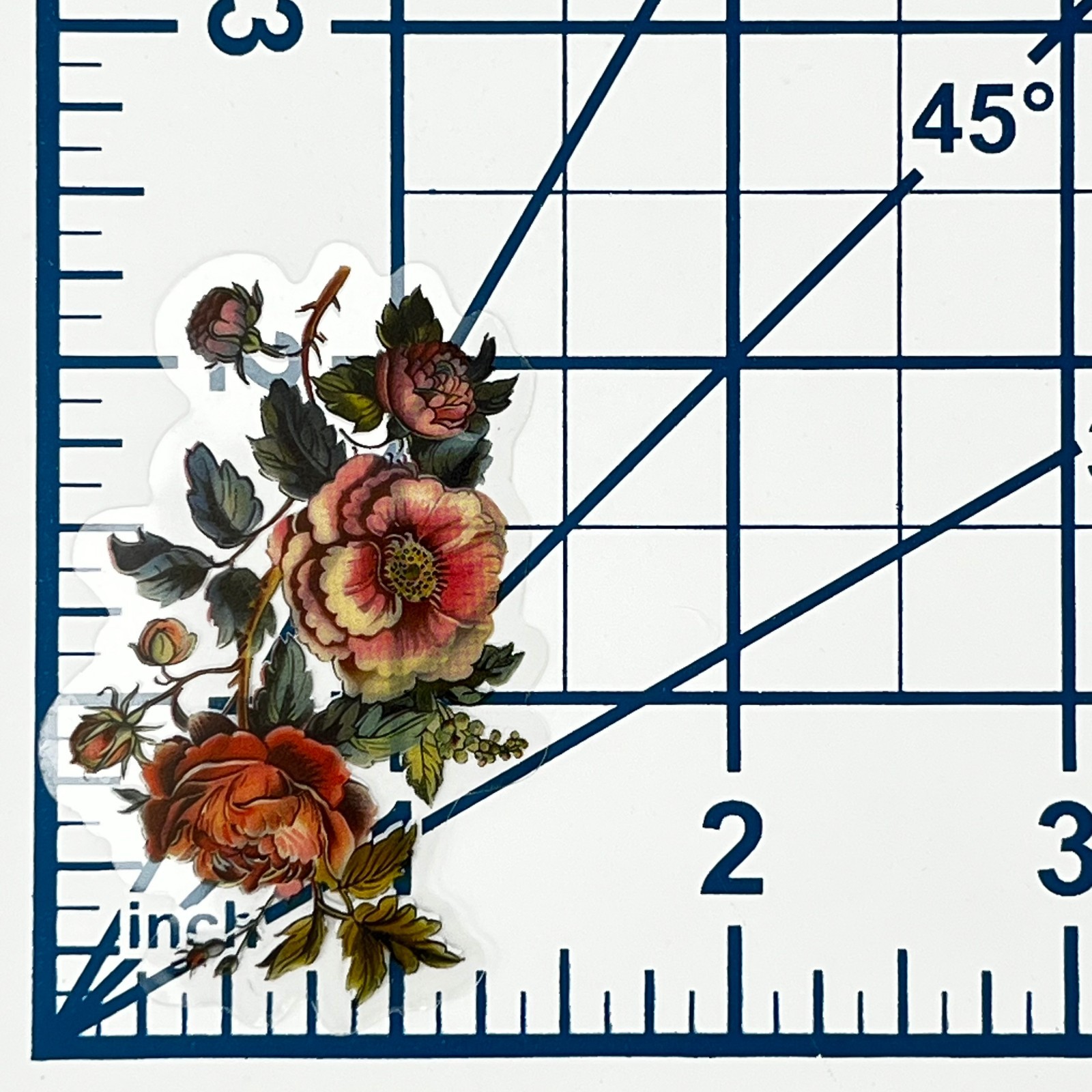 Victorian Rose Vinyl Sticker Transparent Pink Orange Floral Vintage Ephemera