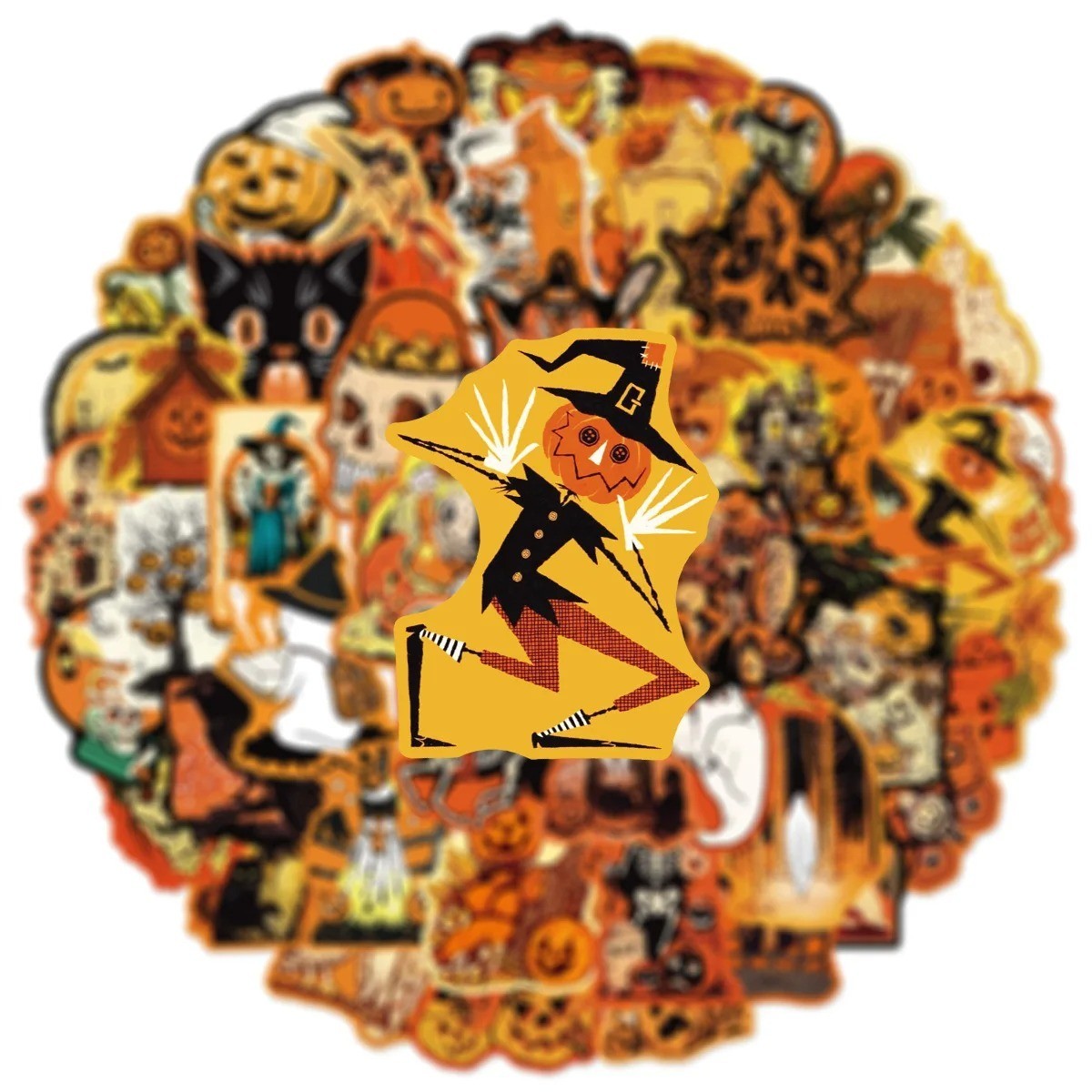 100PCS Halloween Stickers vinyle stickers Retro Pumpkin Monster Graffiti Decals