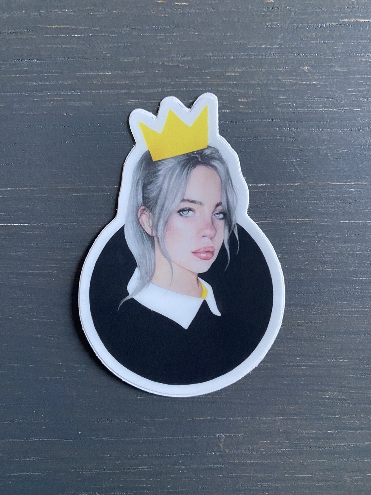 Billie Eilish Vinyl Sticker Yellow Crown And Black Very High Quality 3”