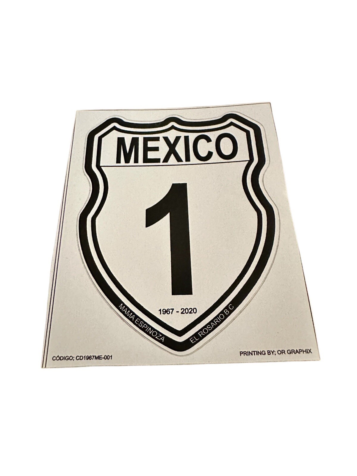 Mexico Route 1 sticker decal from Baja California – Mama Espinozas El Rosario BC