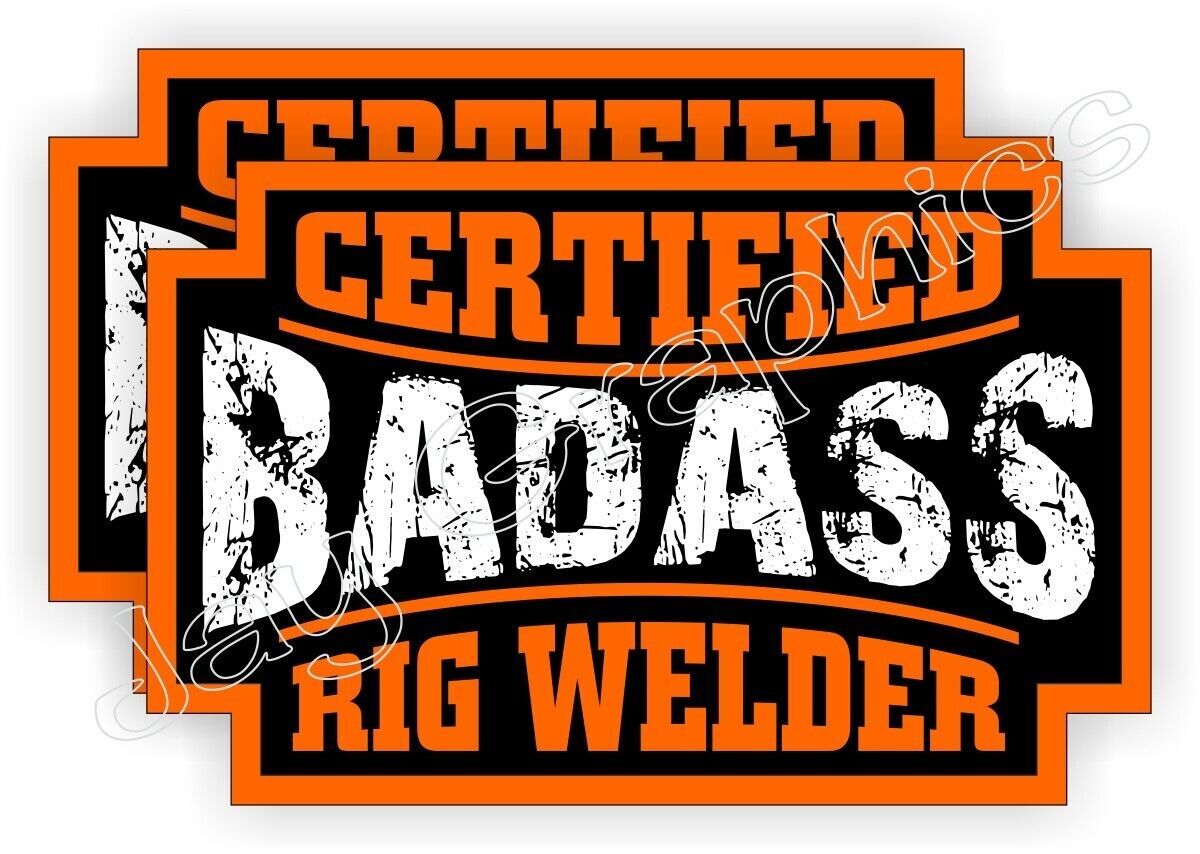 pair – Badass RIG WELDER Vinyl Funny Hard Hat Helmet Sticker Decal