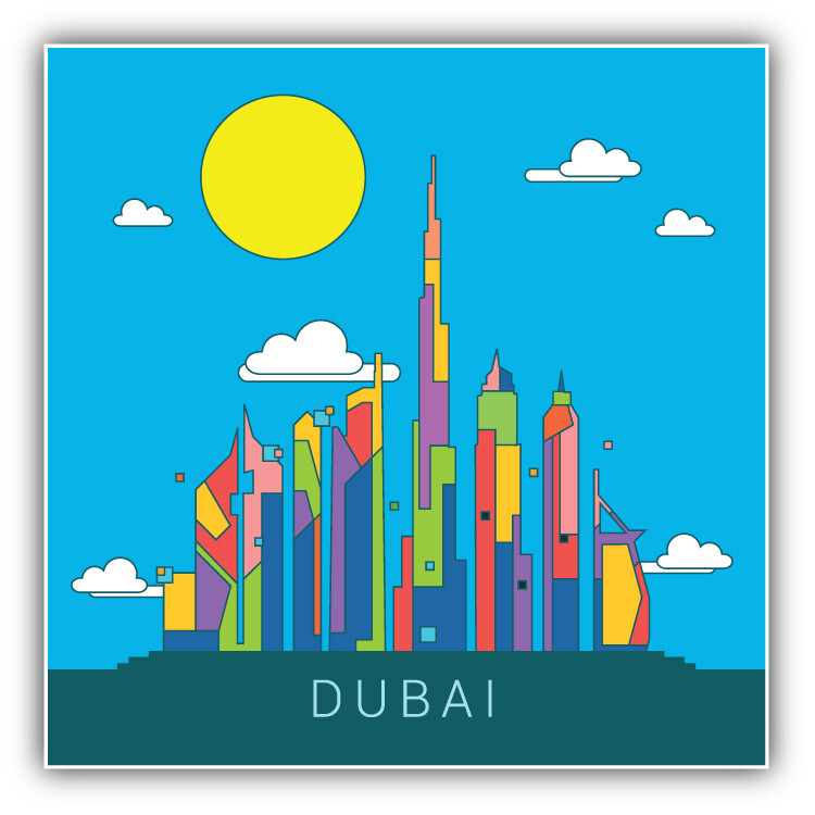 Dubai Skyline Landmark Car Bumper Sticker Decal