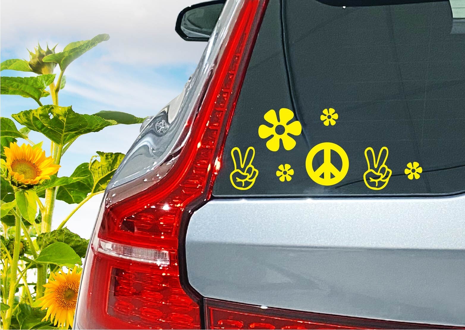 Hippie Peace Sign Decal Sticker Love Flower Power Bundle Set World Retro 70s 420