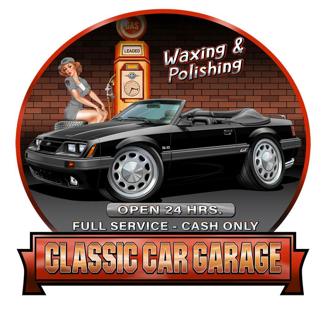 1985 1986 Ford Mustang GT 5.0 Convertible Gas Pump Sign Wall Art Graphic Sticker