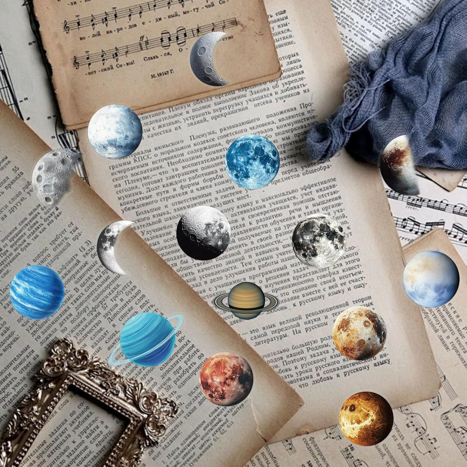 50 Pcs Transparent Astronomy Sticker,Cartoon Celestial PET Decals Set Laptop Sti