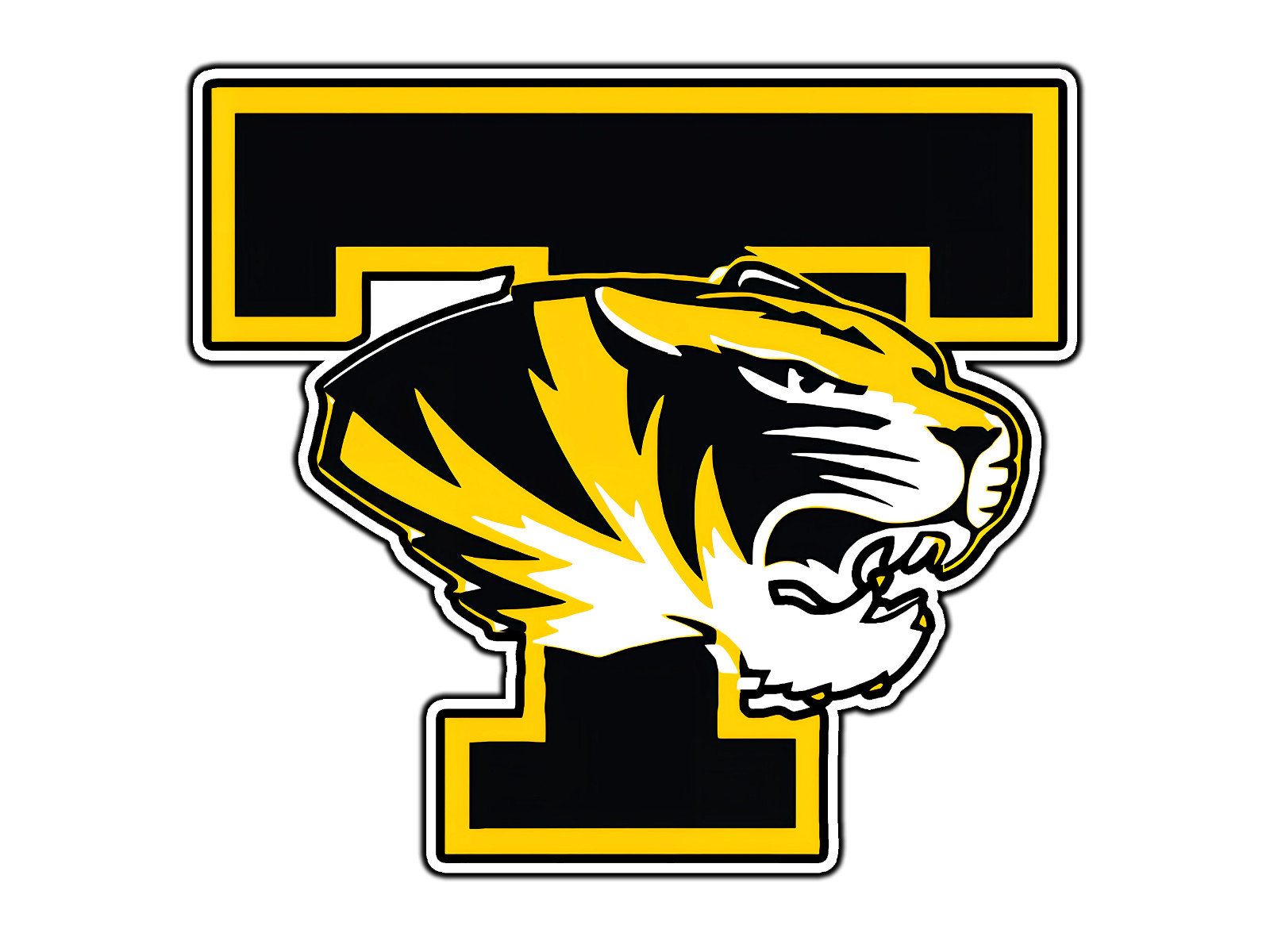 Missouri Tigers T Logo College Sticker Waterproof Vinyl Decal Die-Cut Car