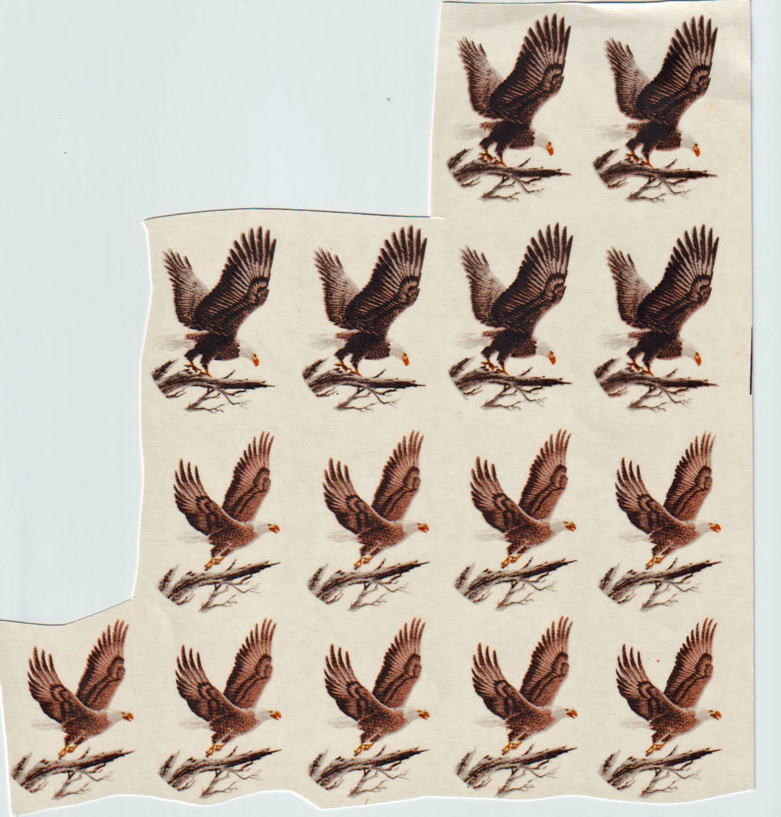 Mini Vintage Bald Eagle Small Ceramic Waterside Decals (15) 1 1/2" x 1 3/4"