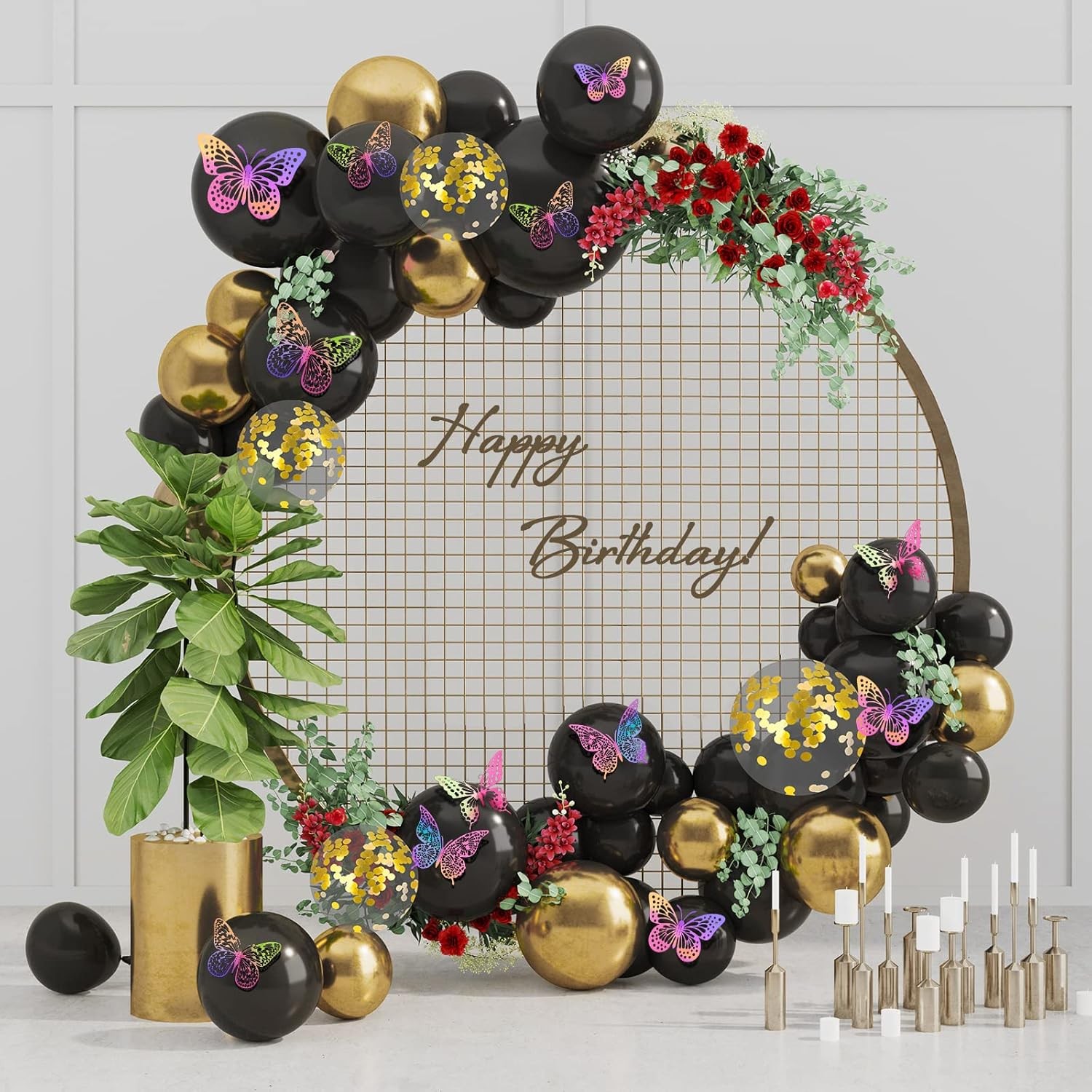SAOROPEB 3D Butterfly Wall Decor 48 Pcs 4 Styles 3 48 Pcs, Laser Pinkpurple