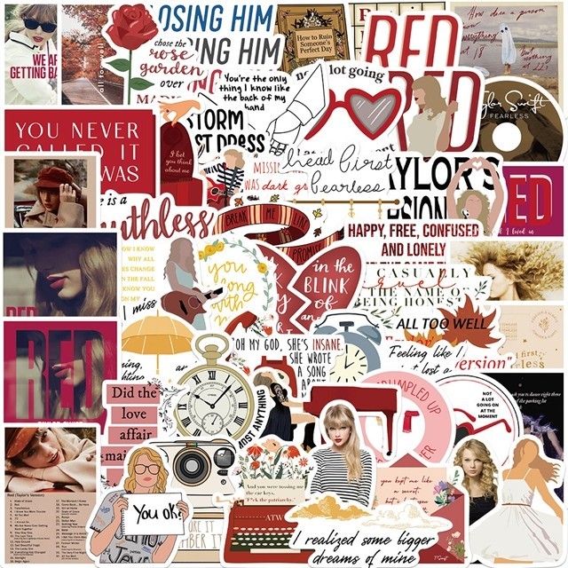 10pcs Taylor Swift Inspired Stickers, Red Tour Stocking Stuffer