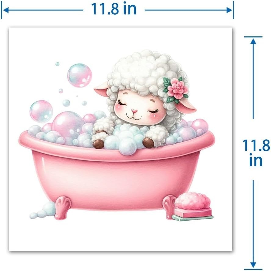 Lamb Bathtub Wall Decal Bubbles Removable Vinyl Sticker Nursery Kids Room 11.8in