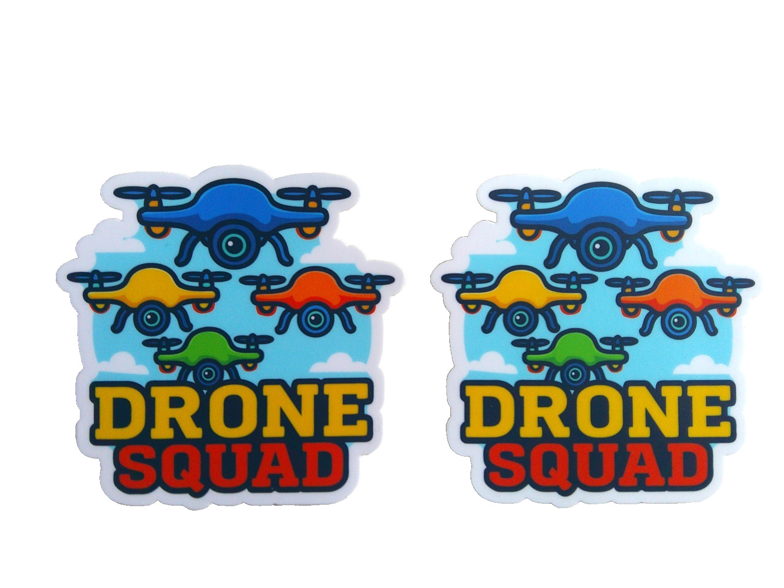 6 Fun Drone Stickers Die Cut 3" Vinyl 2 of each Design Self Adhesive