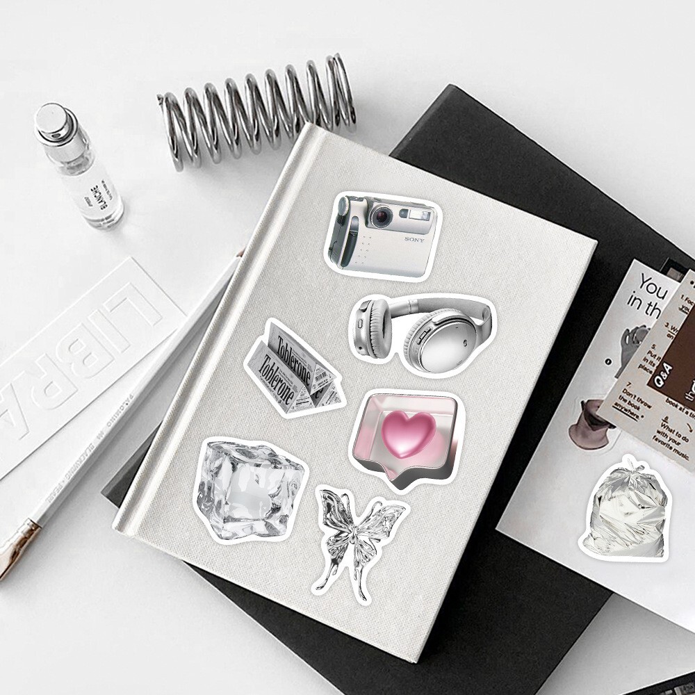 50pcs VIBE Stickers, Silver Stickers Bottle Laptop No Residue Stickers, #241