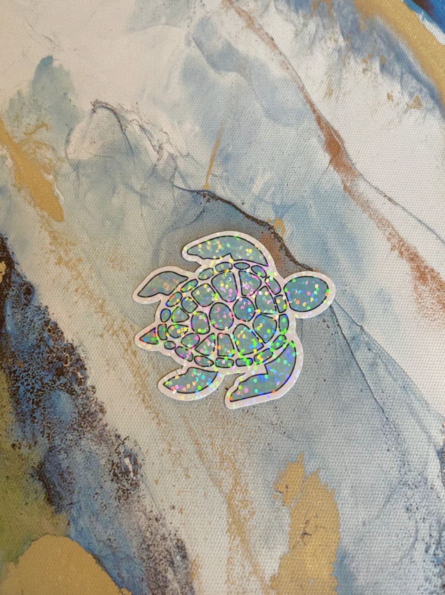 Sea Turtle Sticker I Gloss or Holographic Laminate l Waterproof Decal