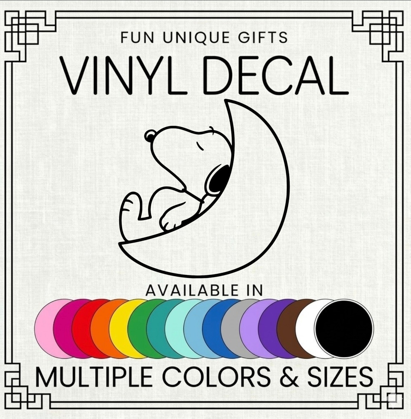 Snoopy Moon Vinyl Decal Sticker -Multiple Colors & Sizes- SHIPS FREE!