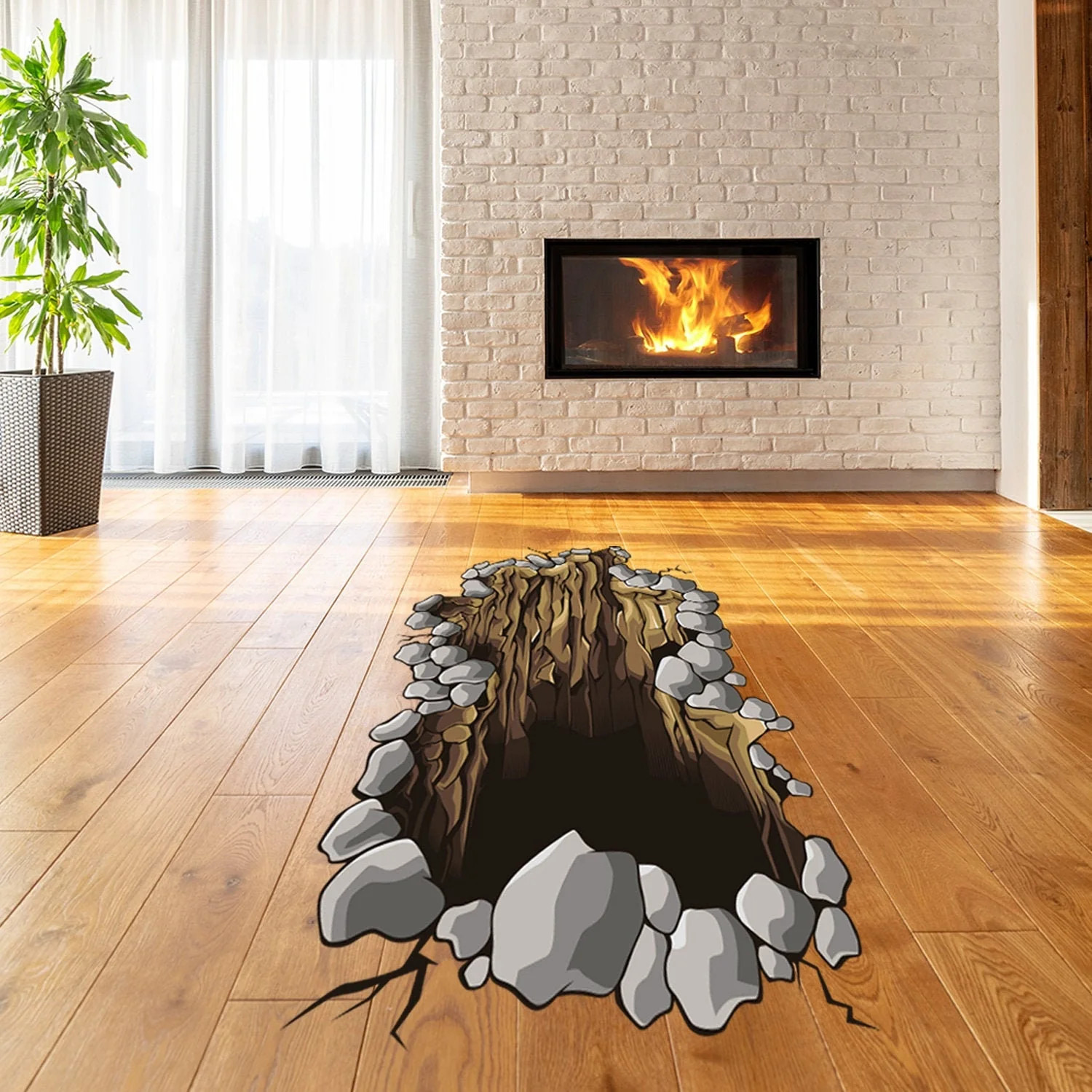 3d Floor Porthole Sticker – Self Adhesive Art Mural Living Room Vinyl Hole