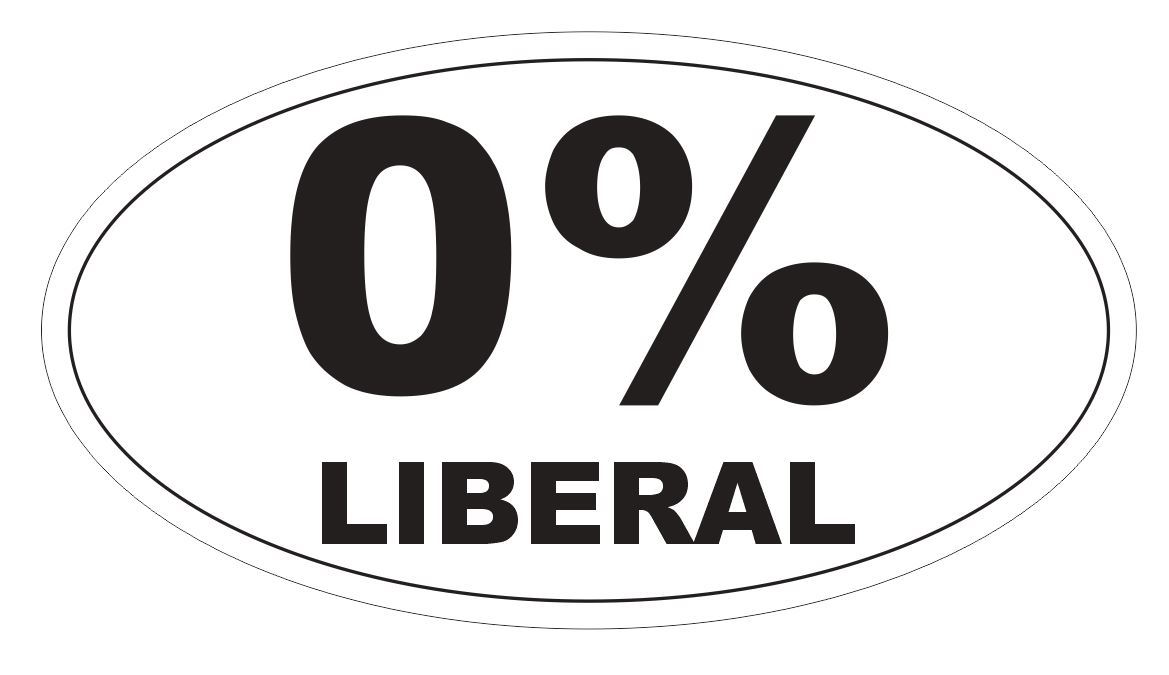 0% Liberal Sticker Oval Bumper Sticker or Helmet Sticker D3814 Anti Liberal