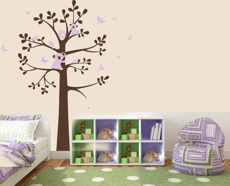 Koala butterfly bird tree sticker wall Decal Removable Art Vinyl Large kids Nurs