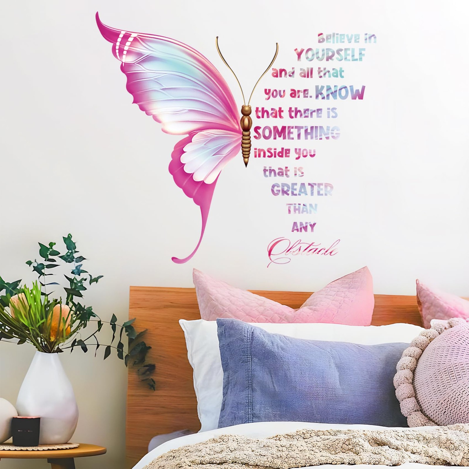 Large Inspirational Butterfly Wall Decals Stickers, Motivational Saying Posit…