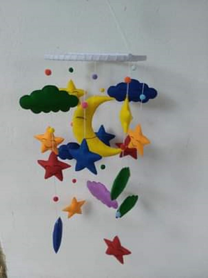 HANDMADE FELT MACRAME BABY COT MOBILE WALL HANGING BABY ROOM Nursery 3D Decorr