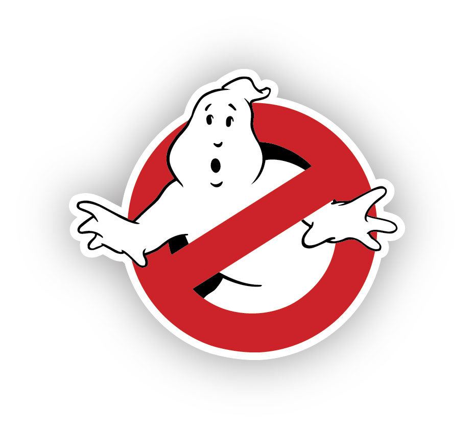 Ghostbusters Cartoon Sticker Decal 2.5" x 2.5" set of 2 stickers Hard hat, phone