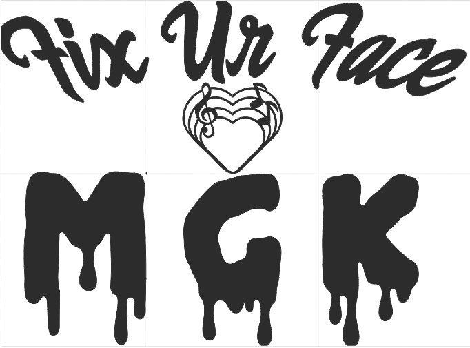 TJx-Vinyl Decal, B/W/C, 6x4in, Drip Letters, SelfAdhesive, MGK, Barker, Durst 🔥