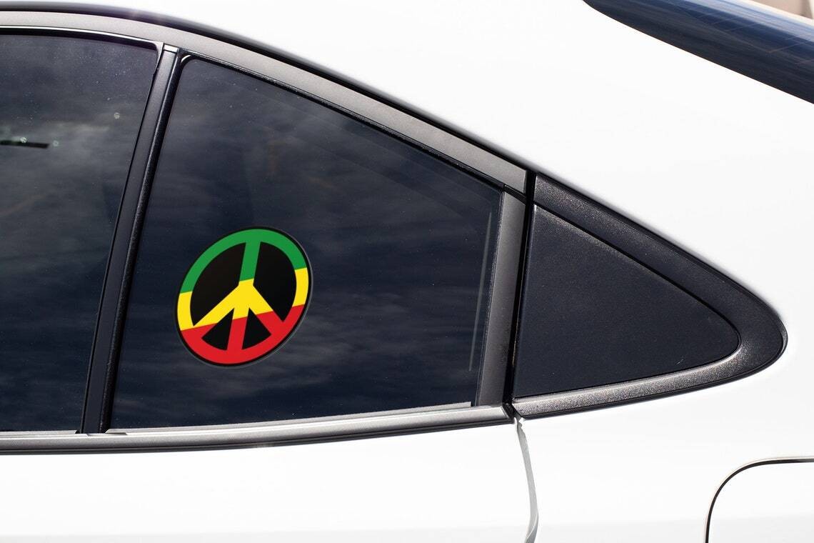 Rasta Peace Sign Sticker Decal Rastafari Rastafarianism Jamaica Rastafarian