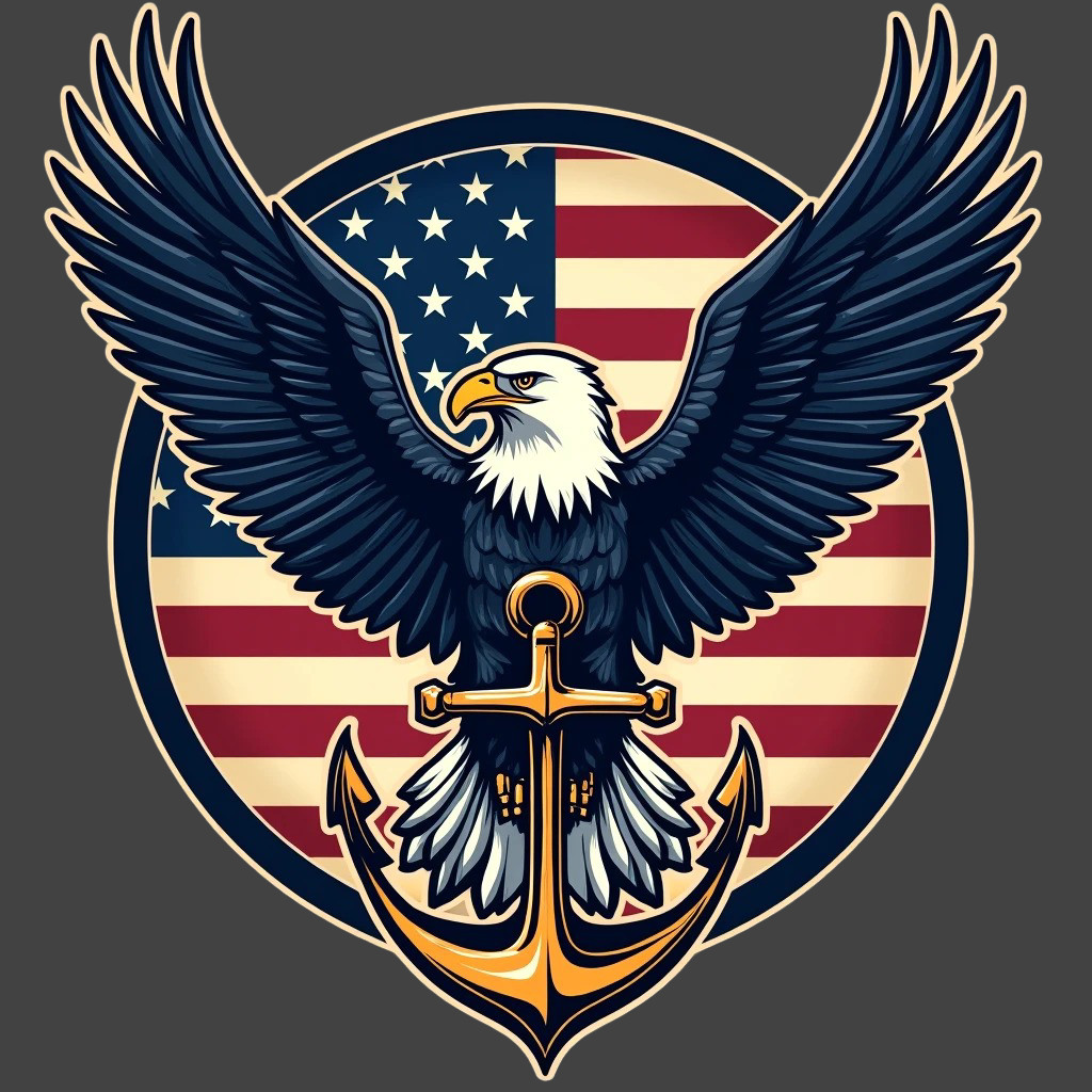 Navy Eagle Anchor American Flag Sticker Vinyl Decal Military Patriotic USA