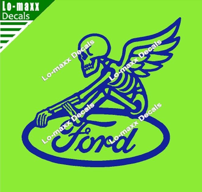 Ford Reaper Skeleton Wings Car Truck Window Hood Die Cut Vinyl Decal Sticker