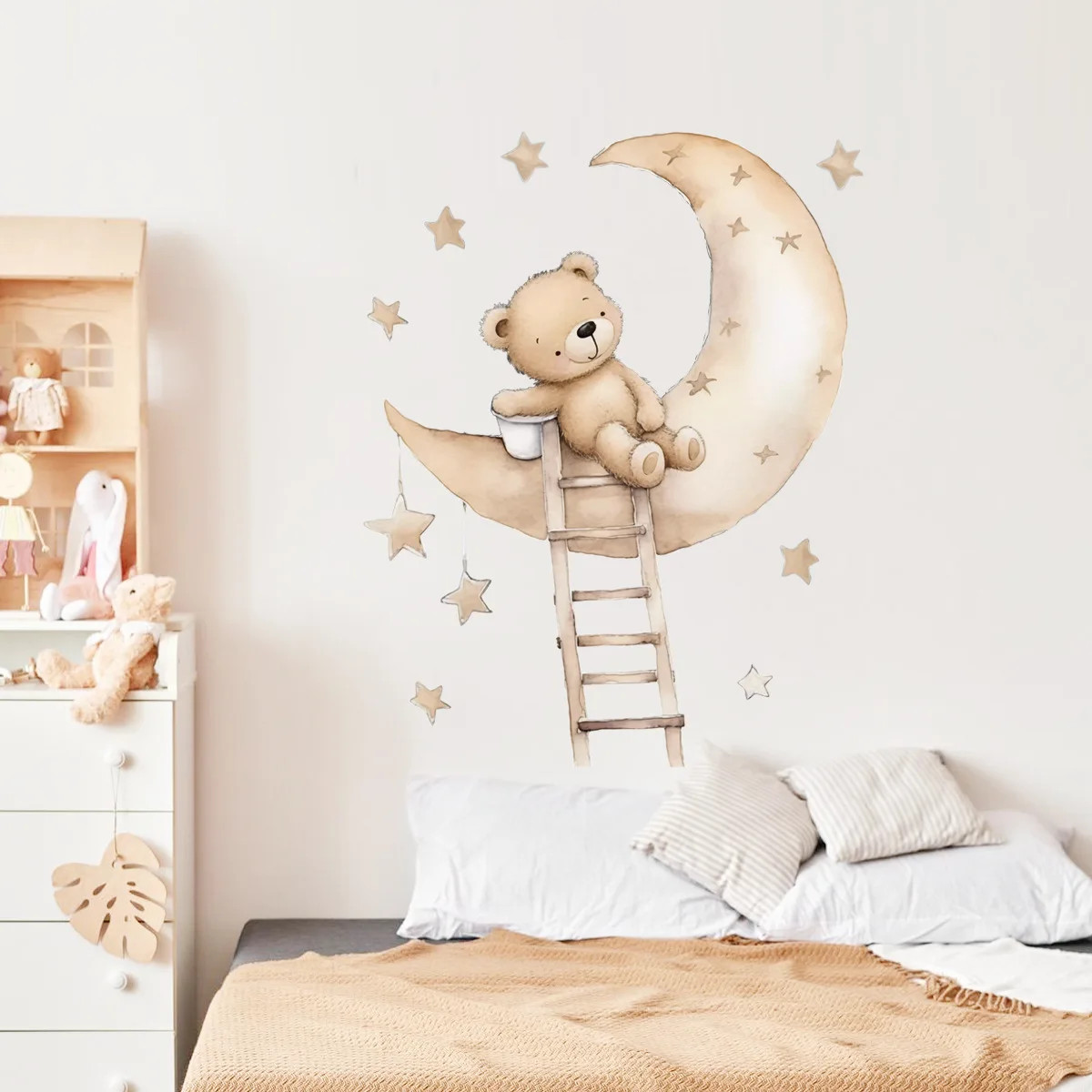 Cute Bear Star Cloud Wall Stickers for Kids Rooms Girls Boys Baby Room Bedroom