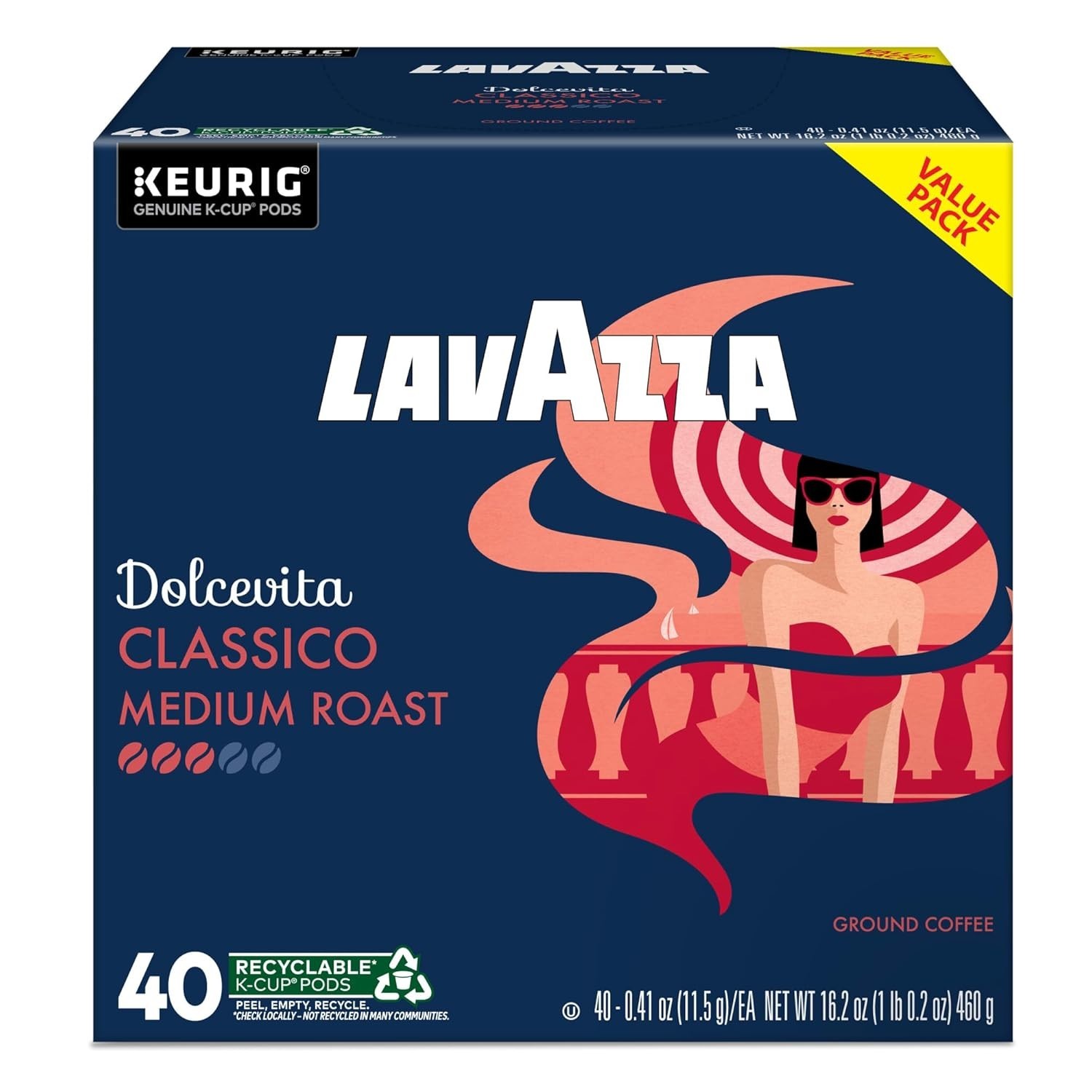 Dolcevita Classico, Single-Serve Keurig K-Cup Pods, Medium Roast Coffee, 40-Coun