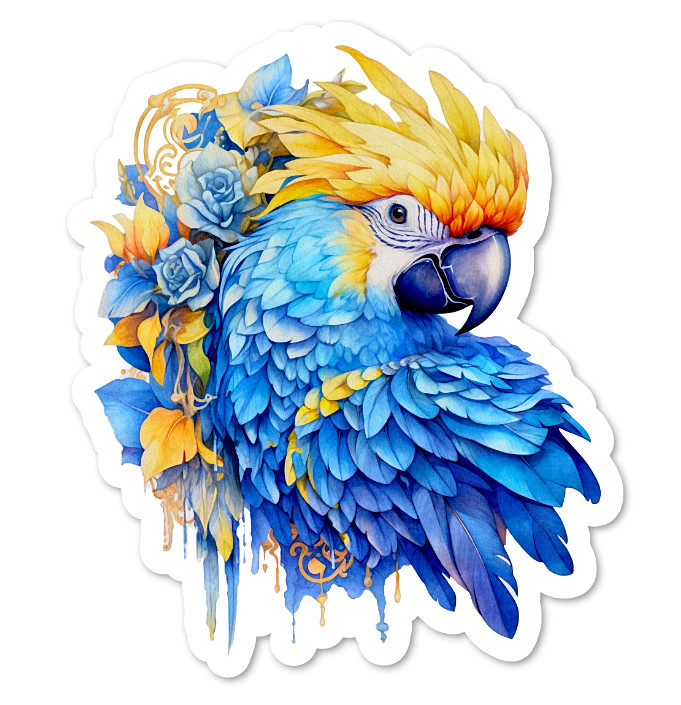 Parrot Bird Vinyl Sticker, Water Resistant, Scrapbooking, Laptop, Water Bottle