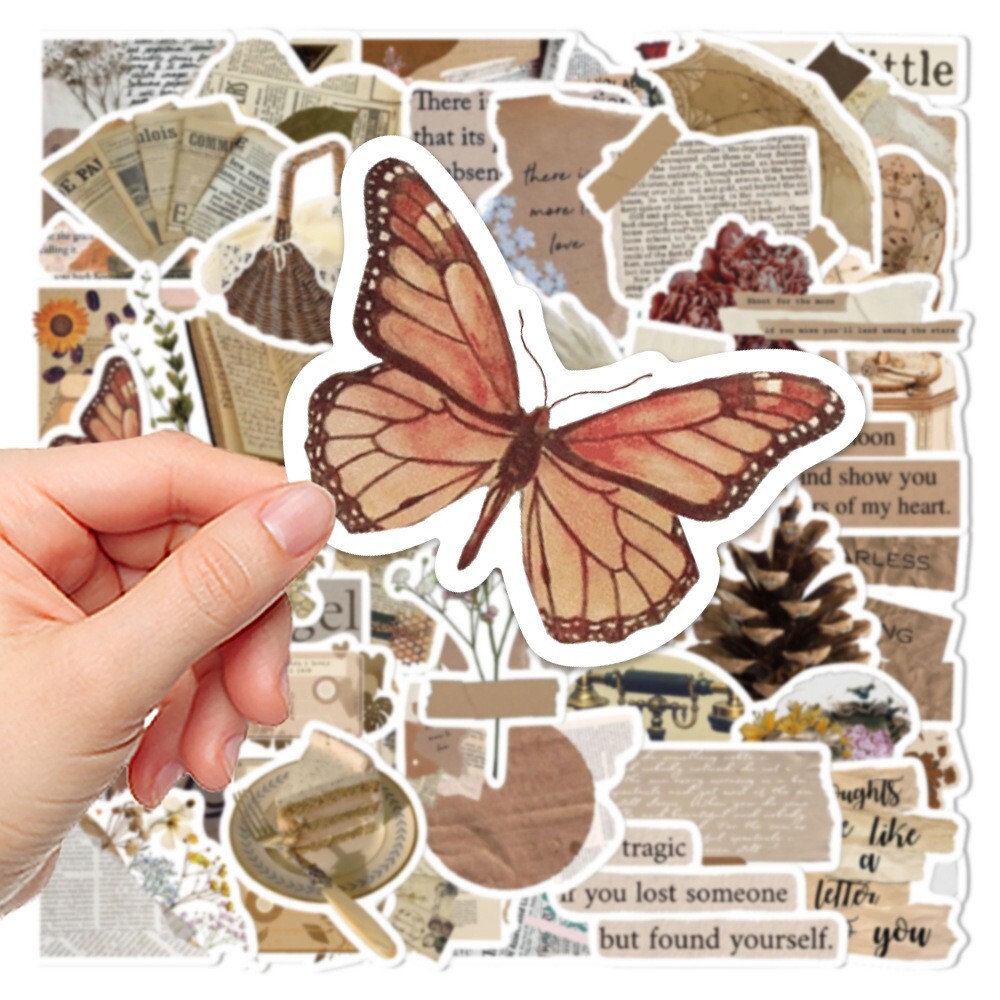 200pcs Retro Cottagecore Vintage STICKER PACK，#201206226251