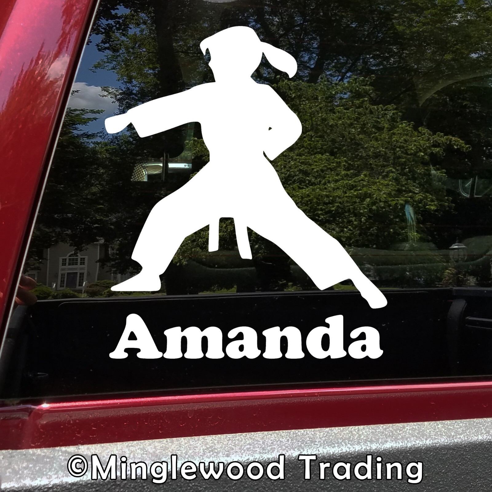Karate Girl with Personalized Name Vinyl Decal Sticker Taekwondo Judo Jiu-Jitsu