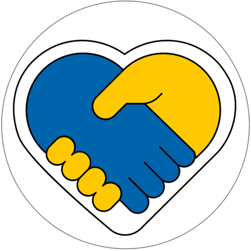 Ukrainian Handshake Peace Love – 100 Pack Circle Stickers 3" x 3" Blue Yellow