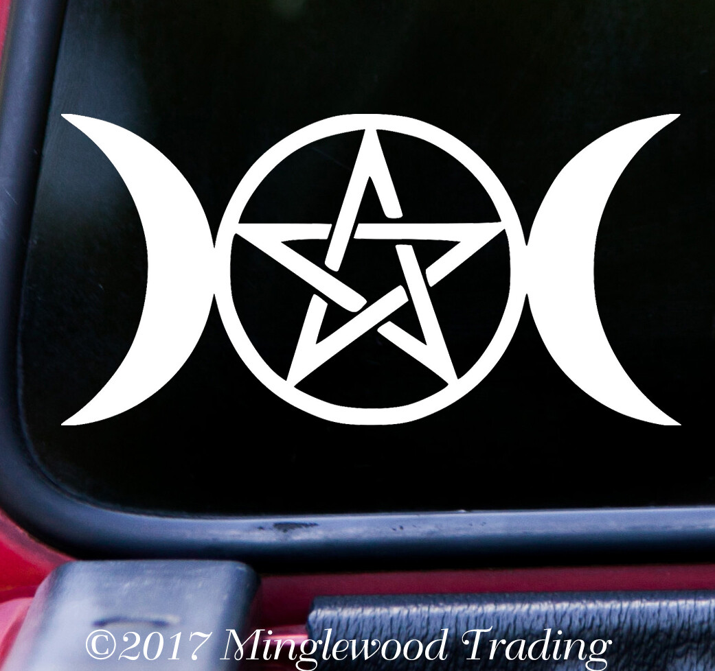 Triple Moon Symbol Vinyl Decal V1 – Goddess Wicca Pentacle – Die Cut Sticker
