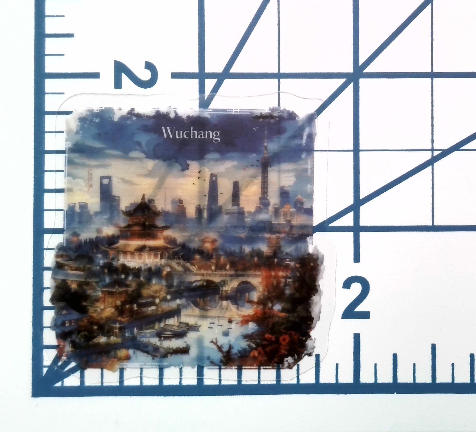 China Wuchang Wuhan Landmark Pagoda Die Cut Clear Asian Vinyl Sticker