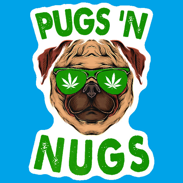 Pugs N Nugs Stoner Sticker Cannabis 420 UV Safe Weed Ganja Sticker Cannabis Art