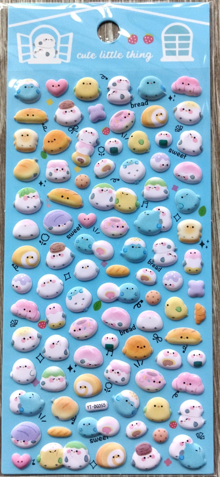 Cute Little Thing Food PVC Puffy Sticker Animal Bird Sweets Bread Kid Gift JAPAN