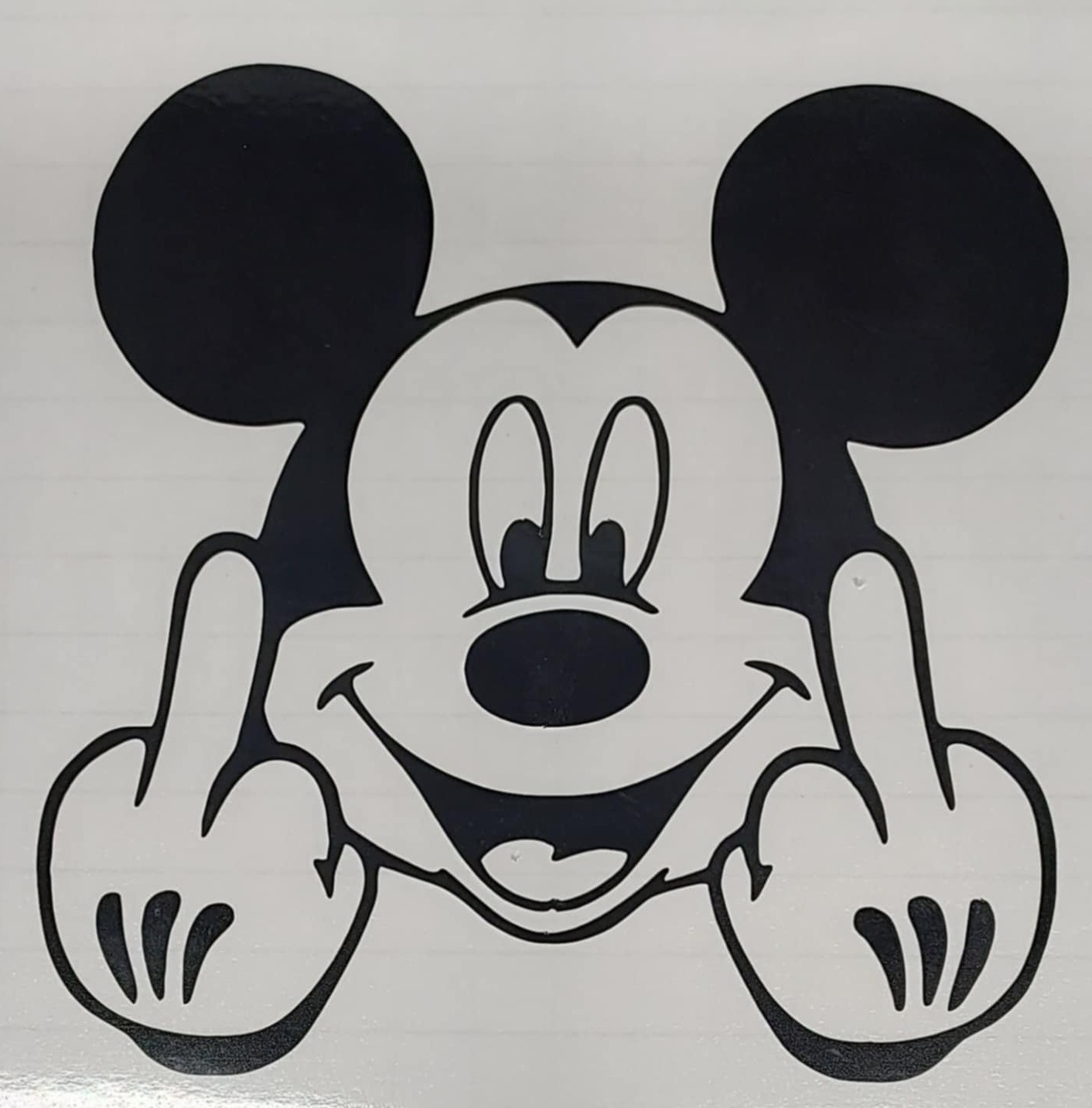 ANGRY MICKEY 5inch car window laptop sticker mickey gives the double finger, fun
