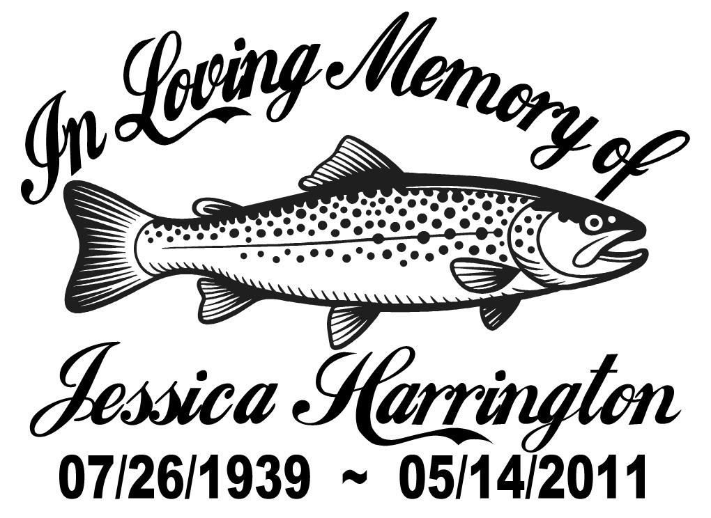 In Loving Memory – Fisherman Trout Sticker Decal Fishing Memorial Personalized |