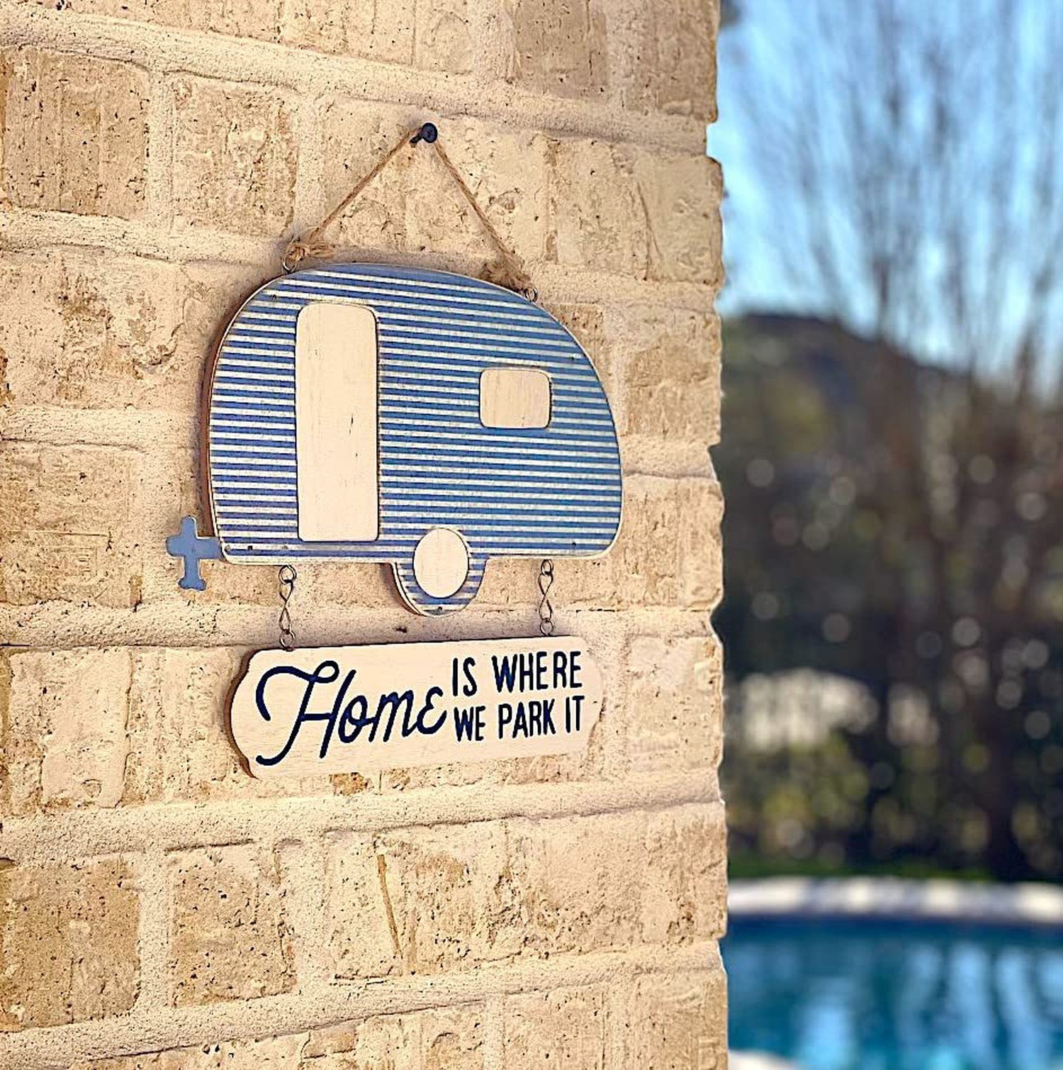 Camper RV Trailer Sign / Home Is Where We Park It / Rustic Wood Metal Outdoor…