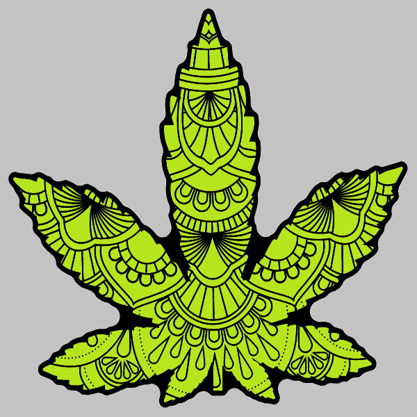 Green Tribal Weed Leaf Cannabis Sticker Weatherproof Vinyl UV Boho Laptop Art