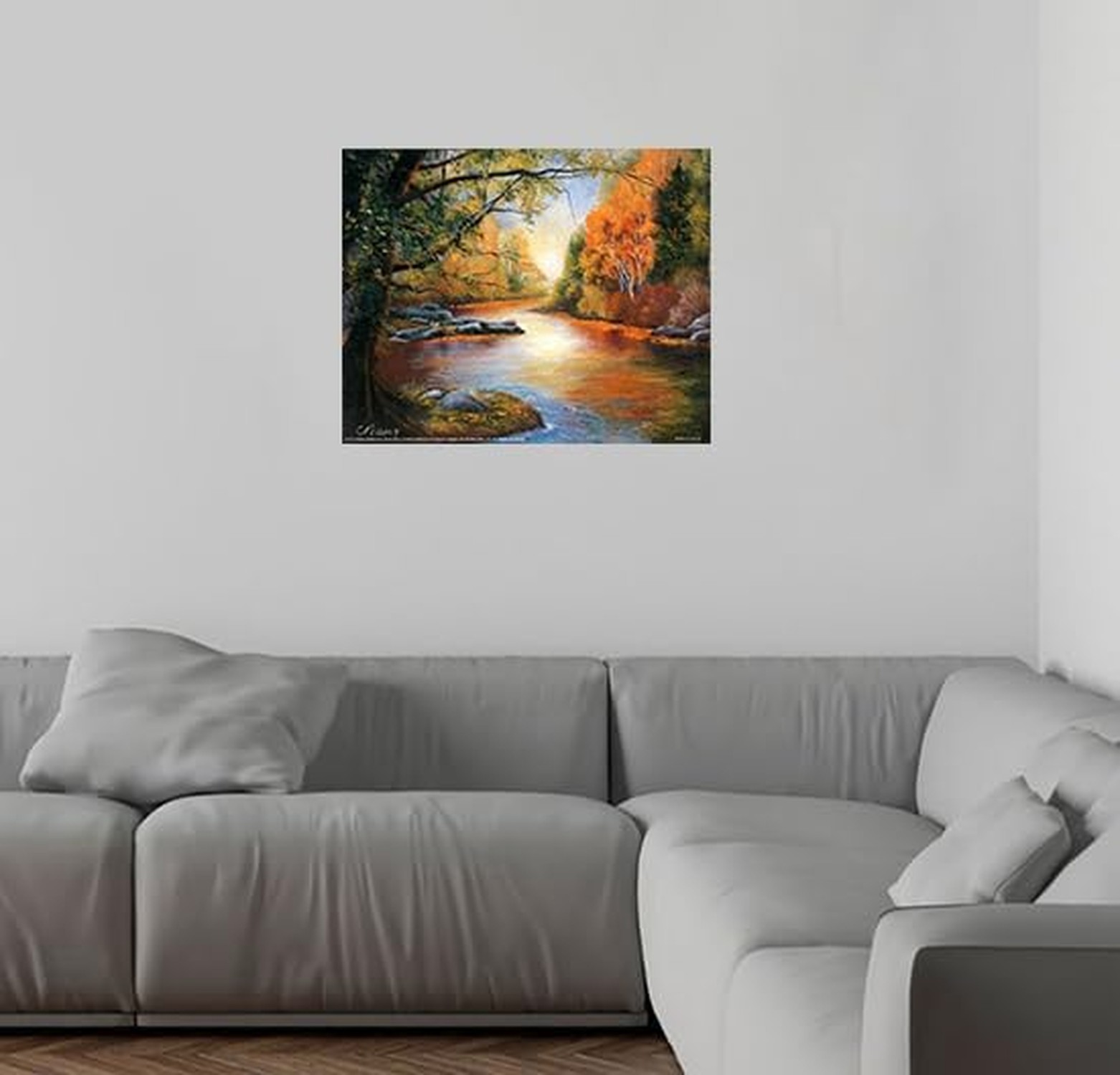 Scenery Forest Creek Water Reflection Nature Calming Landscape Wall Decor Art…