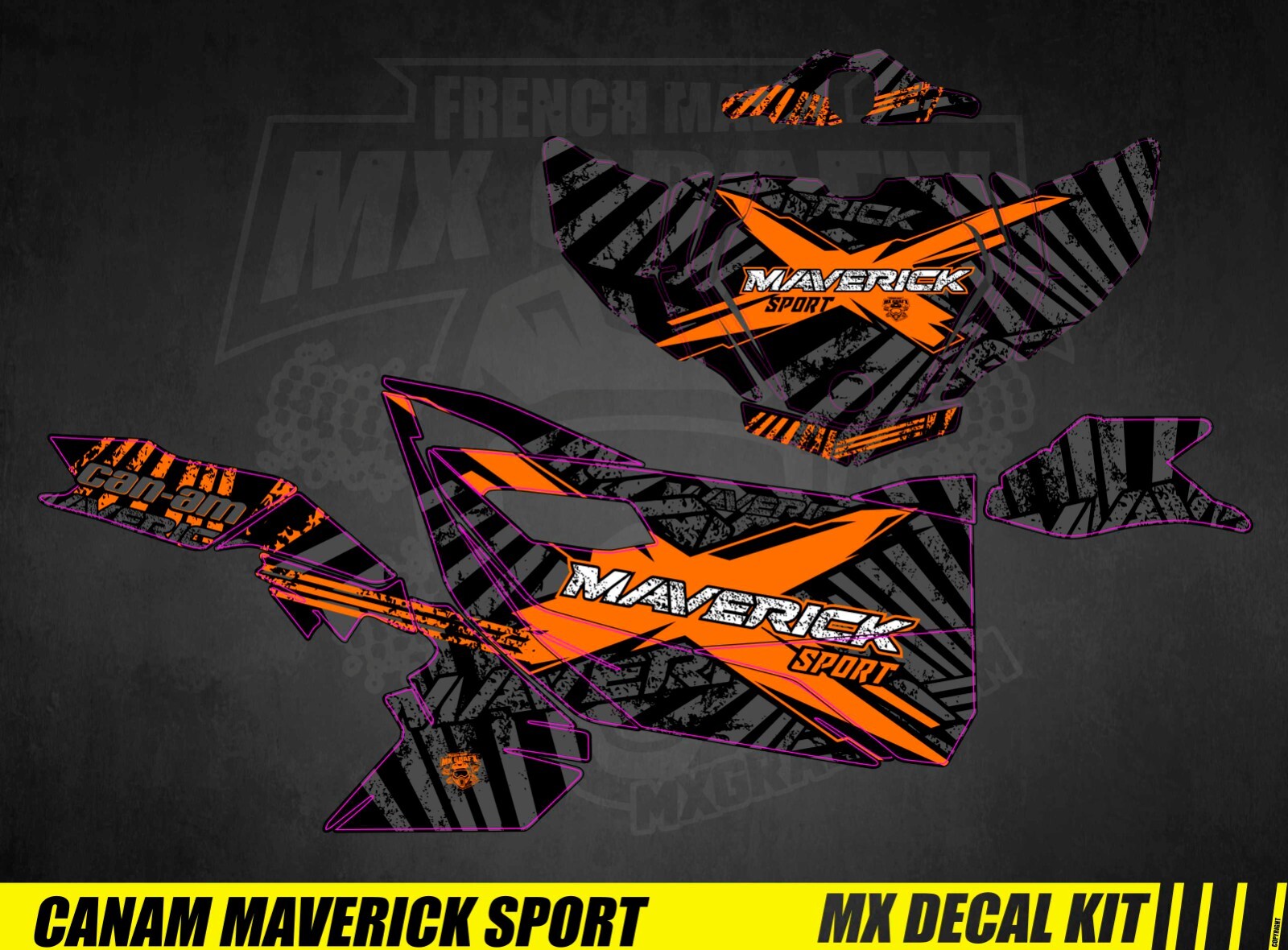SSV Decal Kit For Can-Am Maverick Sport – Orange X