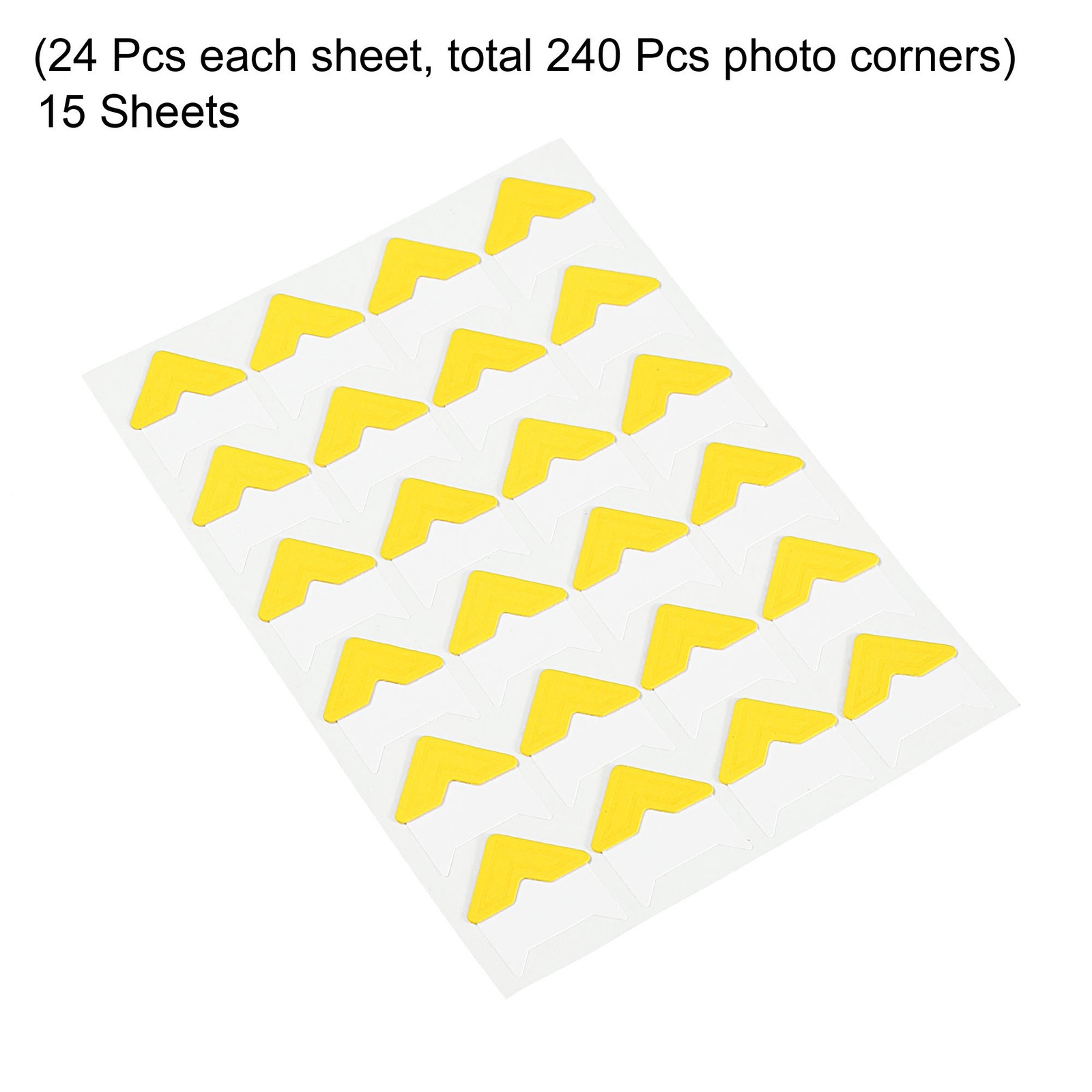 15Sheets/240Pcs Photo Corners Adhesive DIY Picture Mounting Sticker Yellow