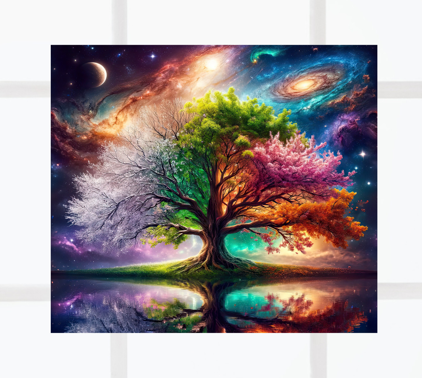 Tree of Life, Seasons, Galaxy WINDOW CLING Size 9.1" Vinyl