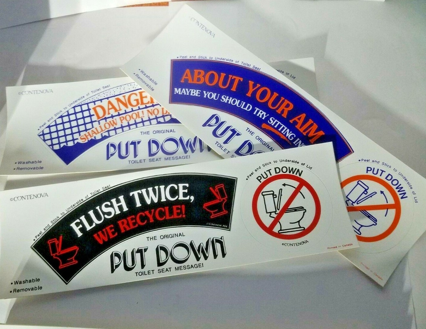 Contenova The Original PUT DOWN Toilet Seat Message Stickers (Pick n Choose)