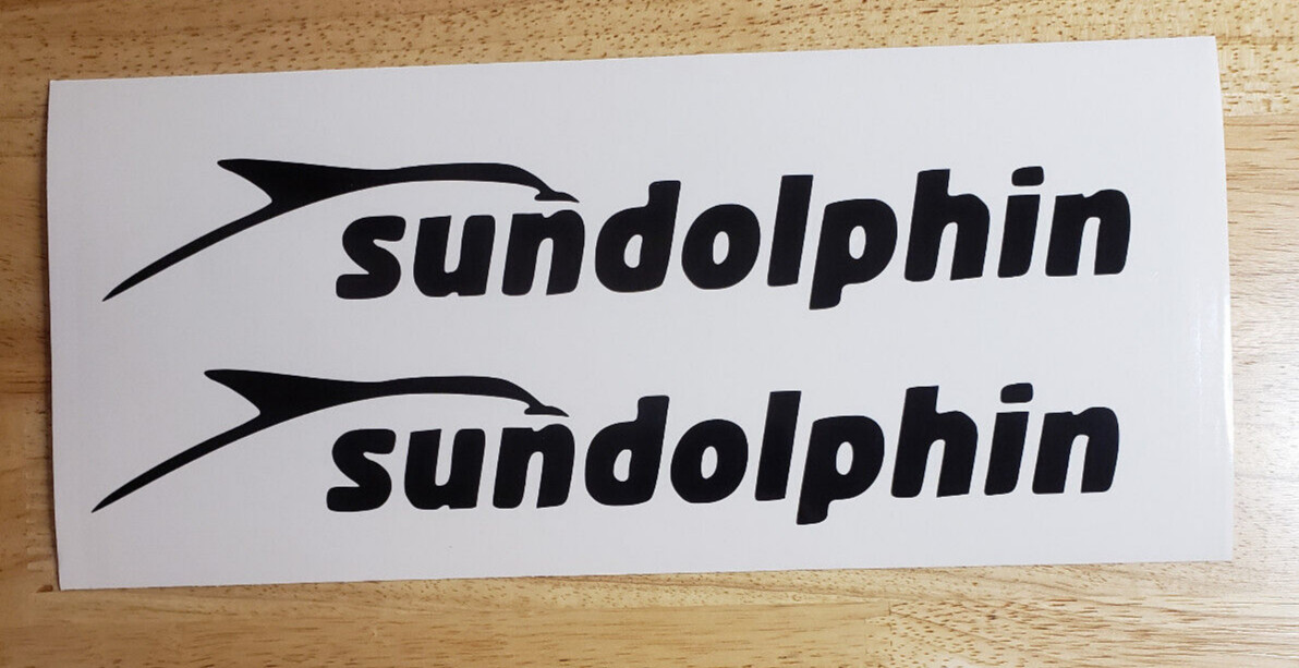 SUNDOLPHIN Decals Stickers Gloss black Kayak Canoe Boat jon pedal 10" (2) Fast
